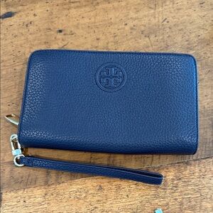 Tory Burch Dark Blue Leather Wristlet